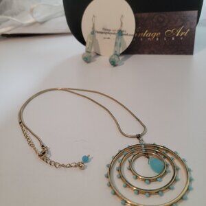 Circle for Life Necklace Blue Crystal no End of Life Vintage with Seed Glass